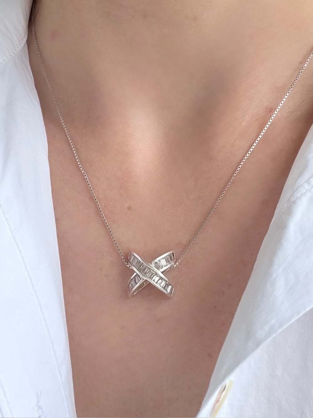 Fabulous Sterling Silver 925 Italy X Pendant Necklace